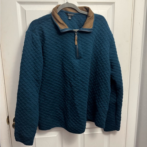 Banana Republic Other - Banana Republic Men's Navy Zip-Up Sweater with Brown‎ Collar